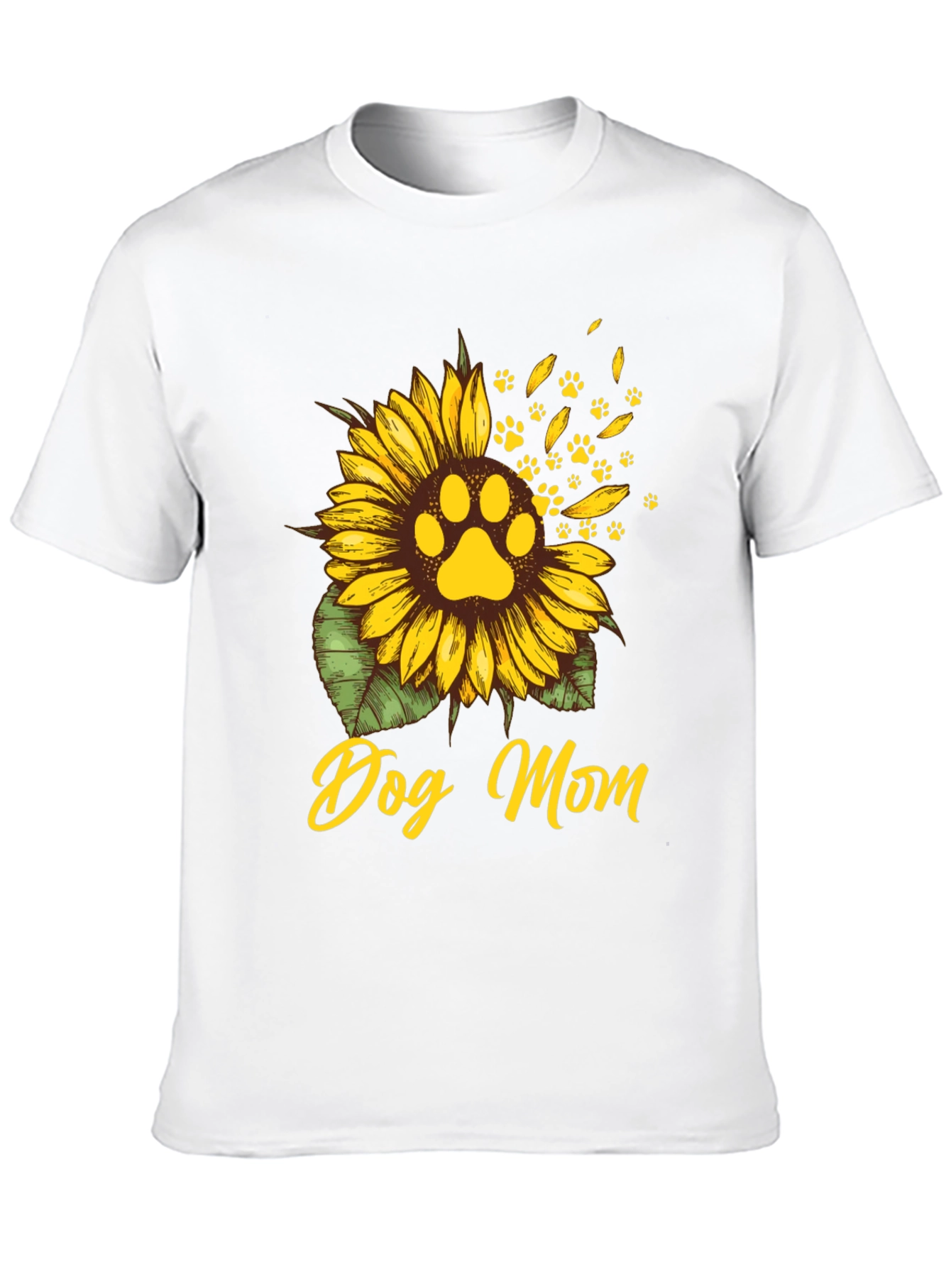 Dog Mom Sunflower Paw Print T-Shirt