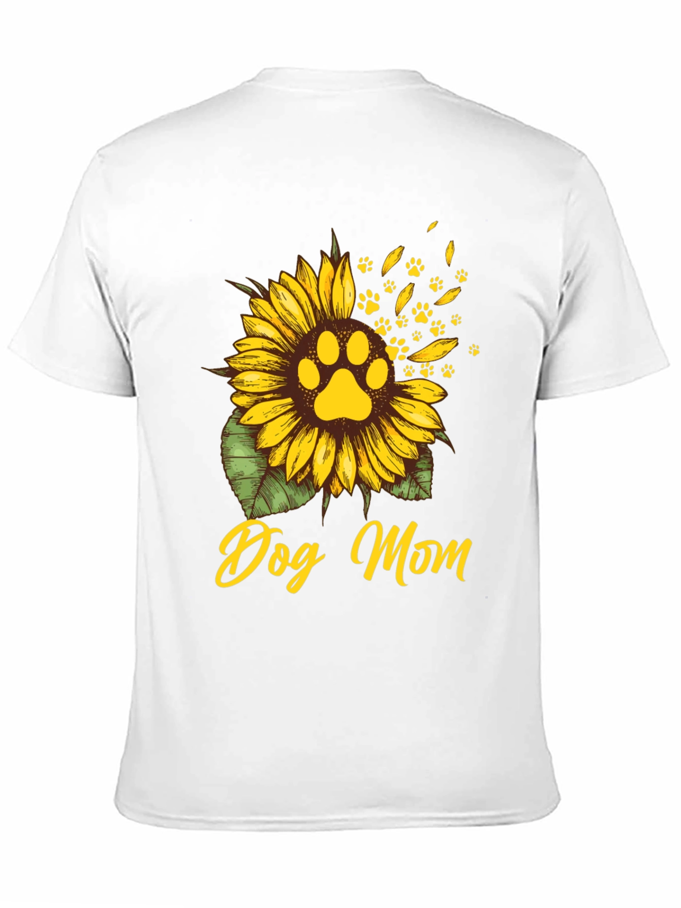 Dog Mom Sunflower Paw Print T-Shirt