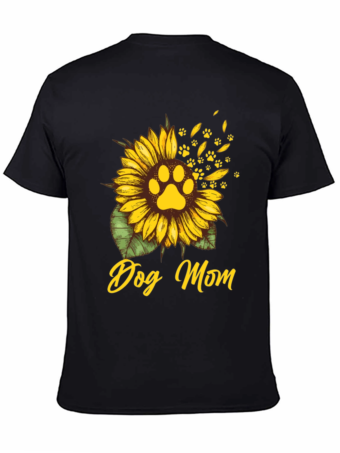 Dog Mom Sunflower Paw Print T-Shirt