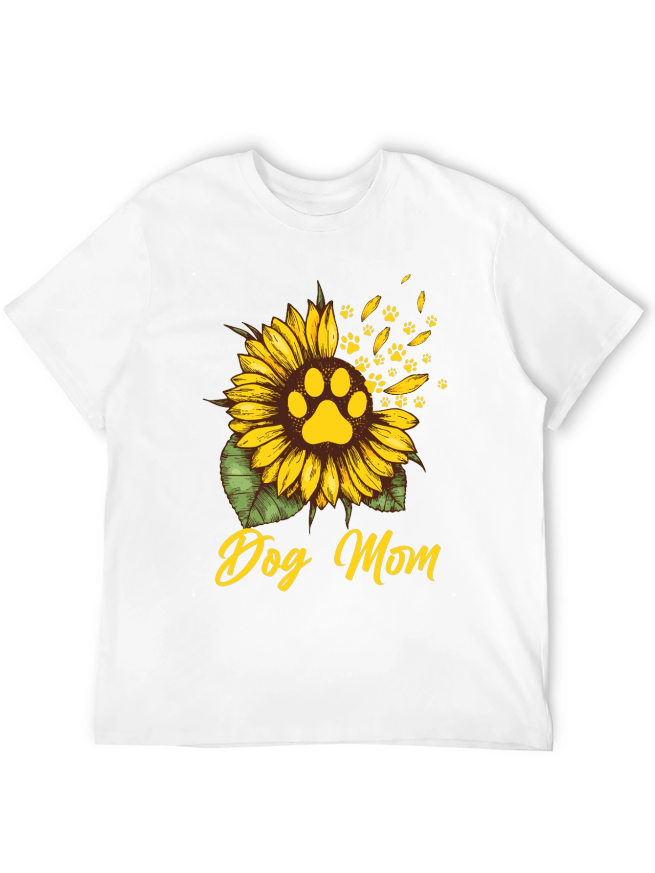 Dog Mom Sunflower Paw Print T-Shirt