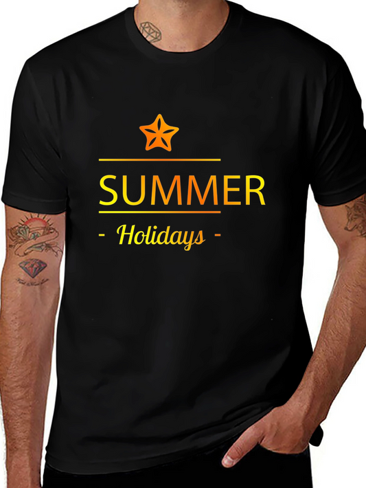 Summer Holidays Graphic Tee - Black Casual T-Shirt