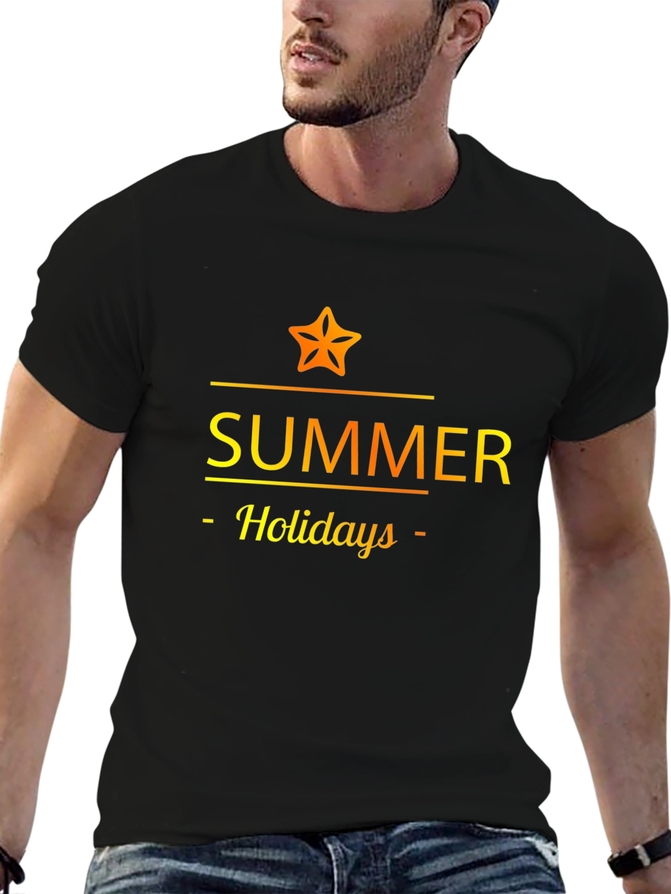 Summer Holidays Graphic Tee - Black Casual T-Shirt