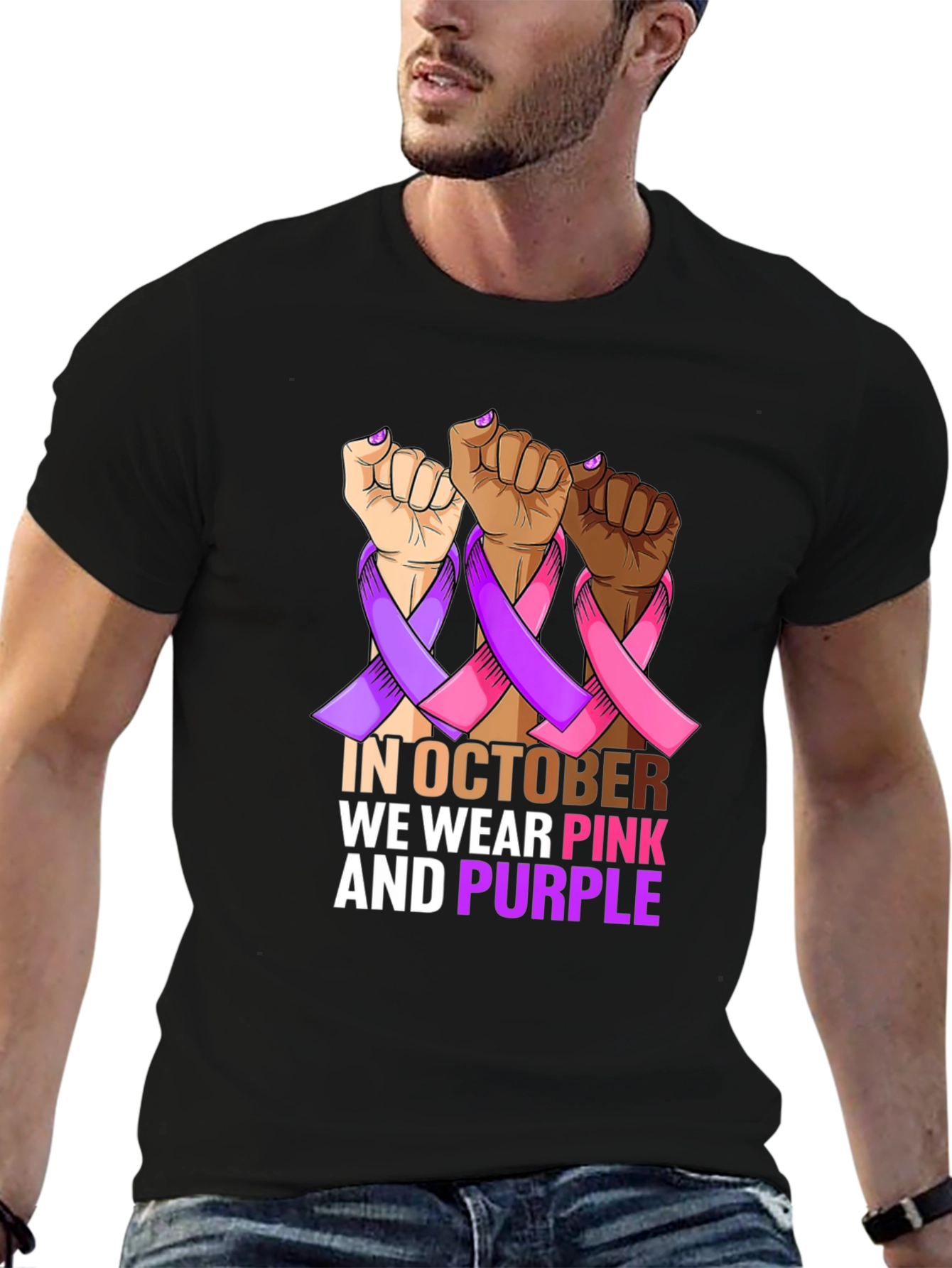 In October We Wear Pink and Purple T-Shirt