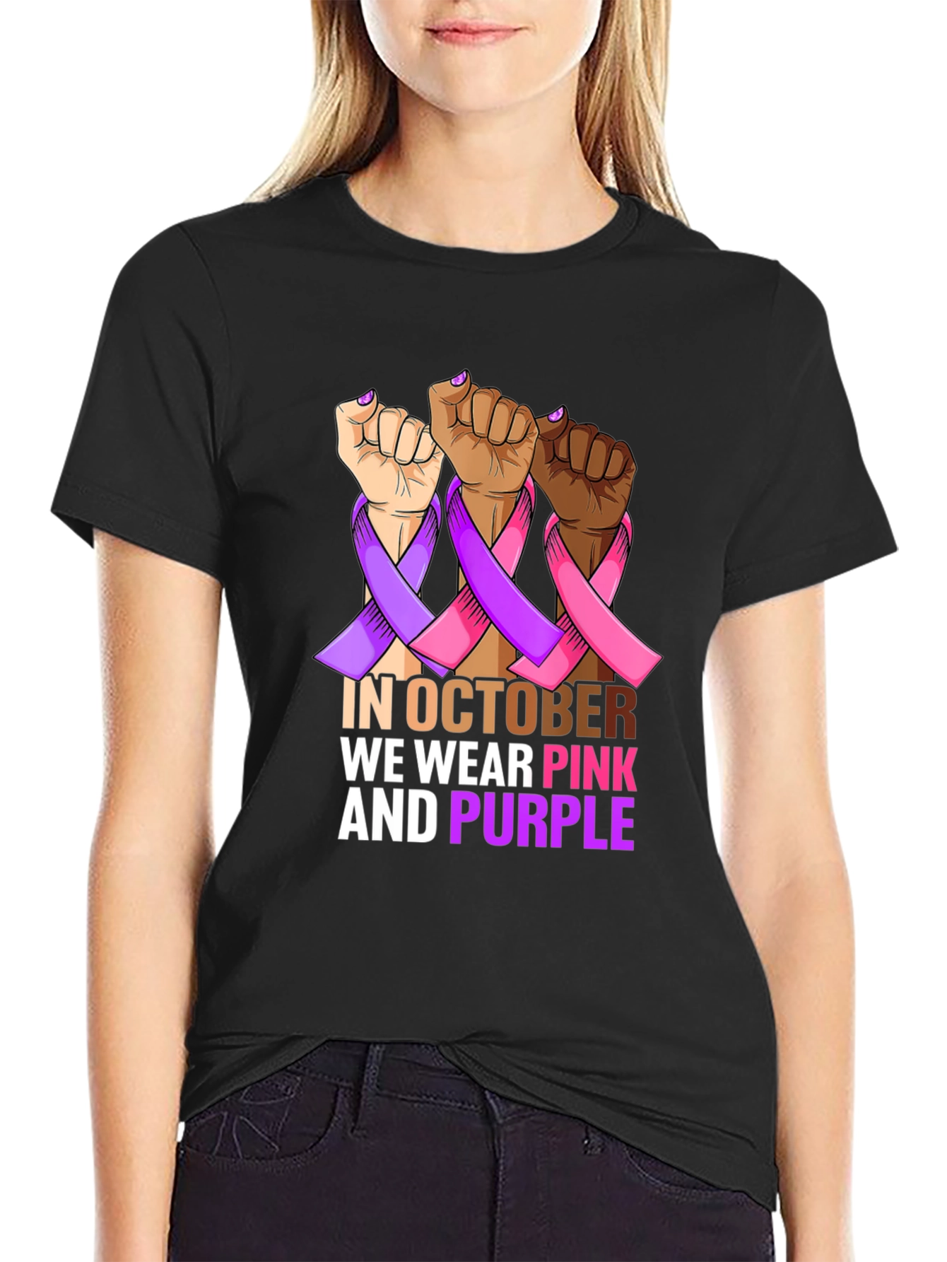 In October We Wear Pink and Purple T-Shirt