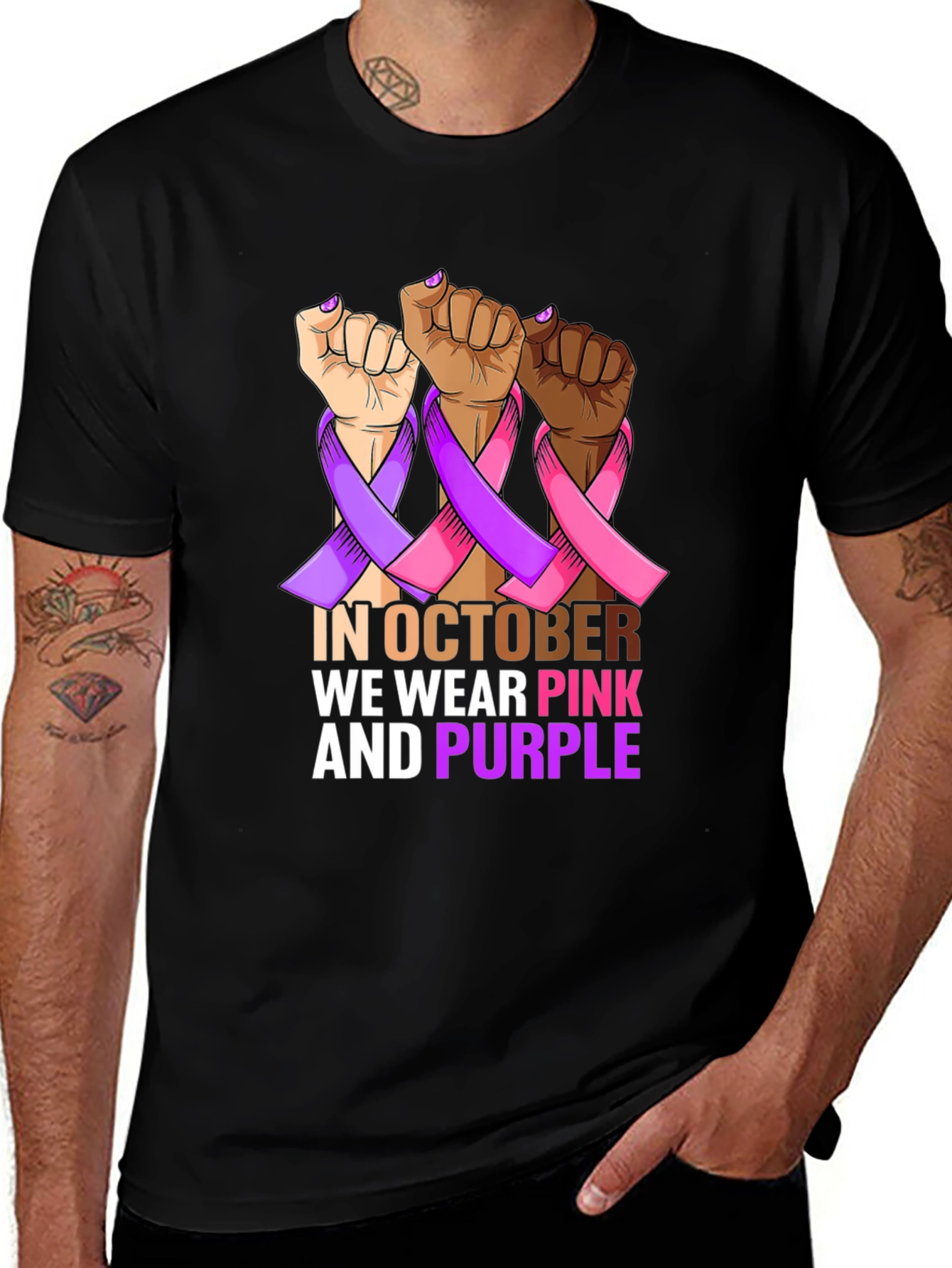 In October We Wear Pink and Purple T-Shirt