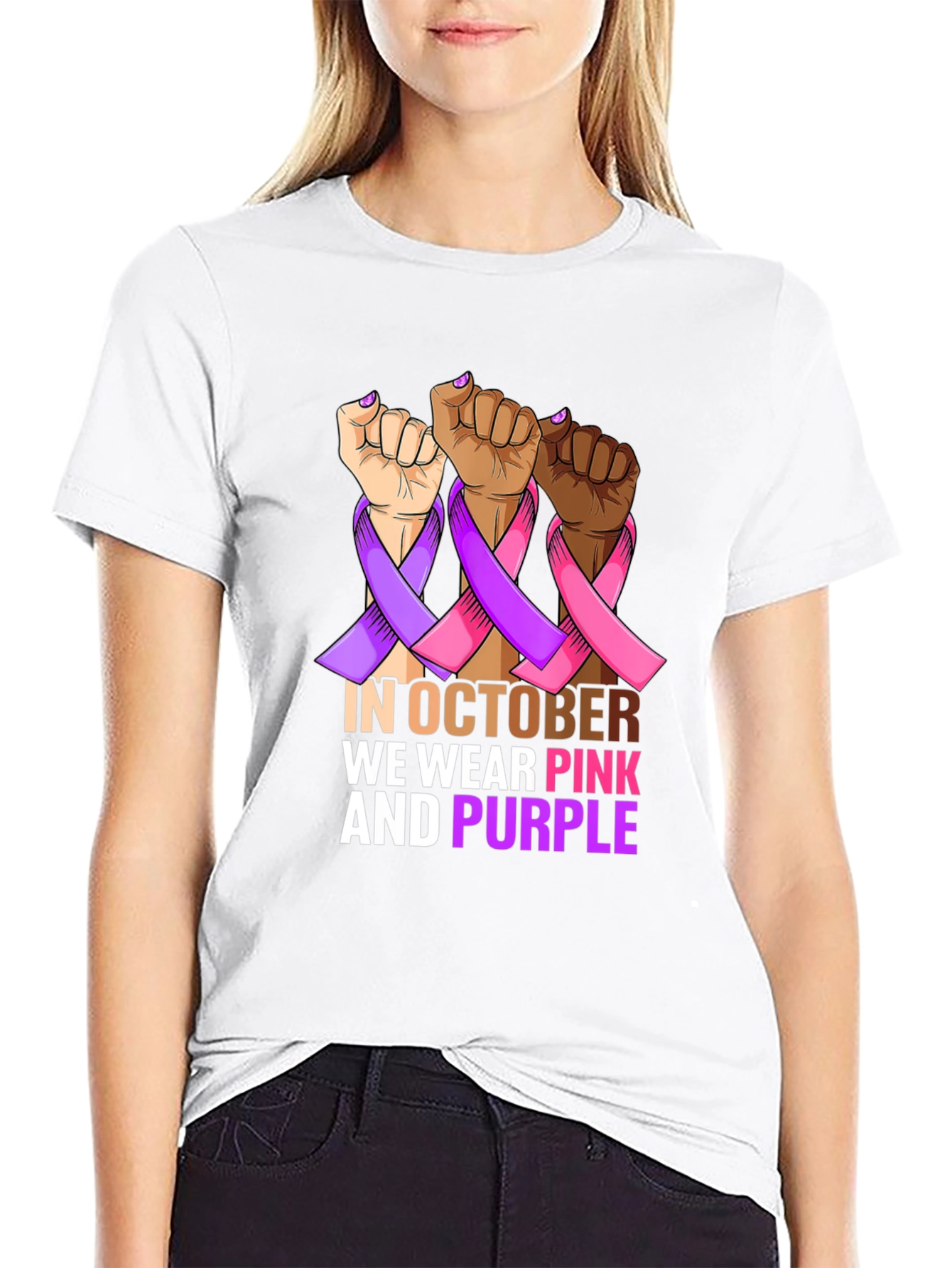 In October We Wear Pink and Purple T-Shirt