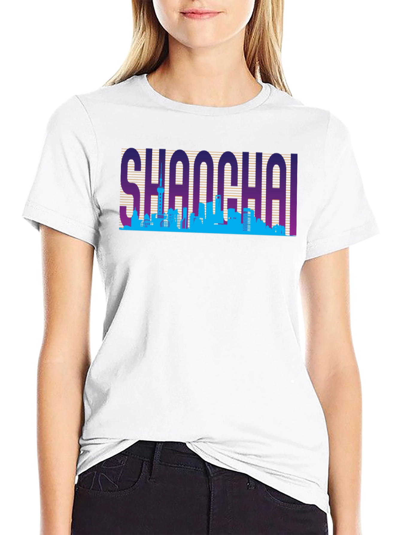 Shanghai Skyline Retro T-Shirt
