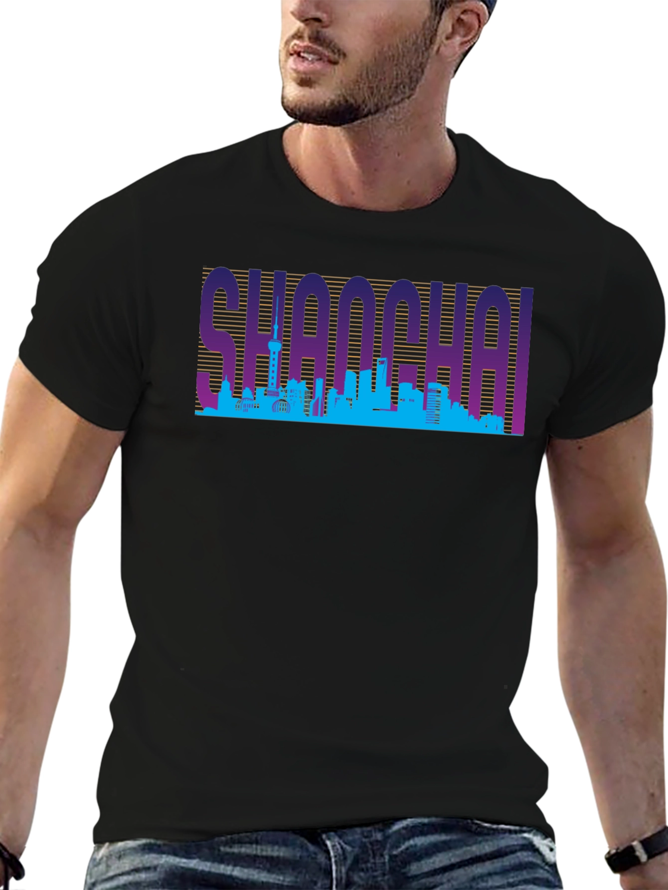 Shanghai Skyline Retro T-Shirt