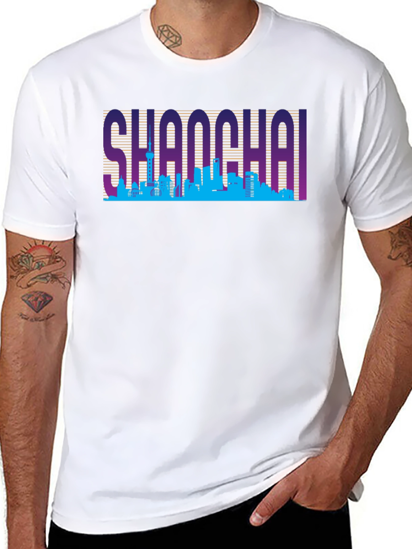 Shanghai Skyline Retro T-Shirt