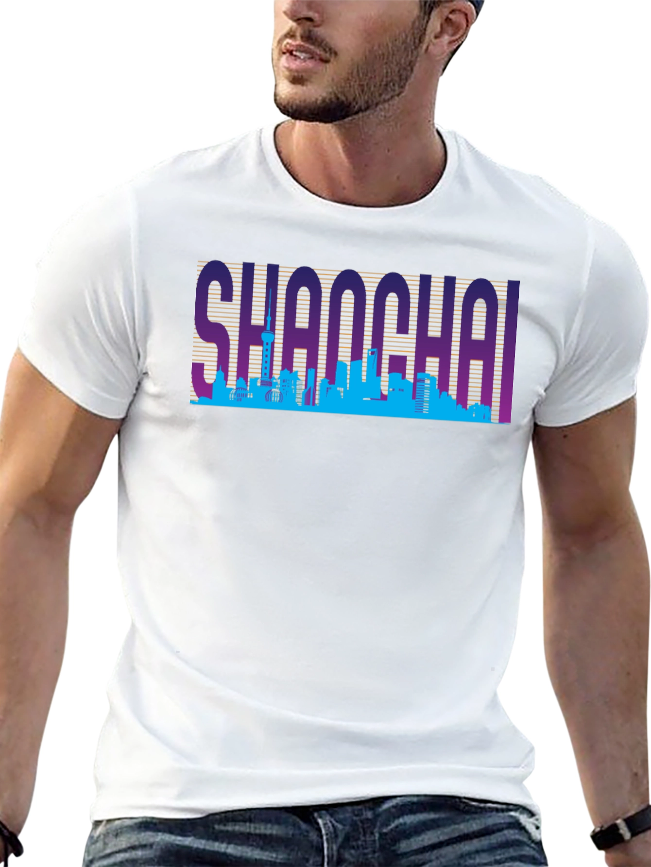 Shanghai Skyline Retro T-Shirt