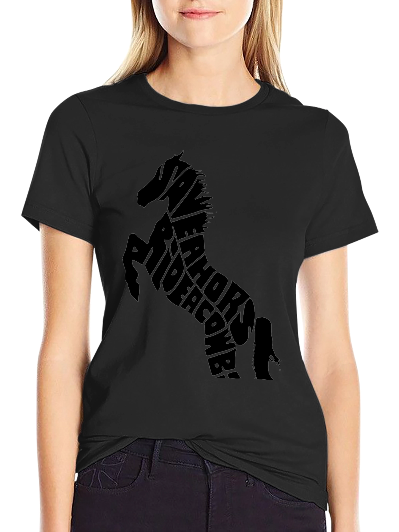 Horse Typography Black T-Shirt