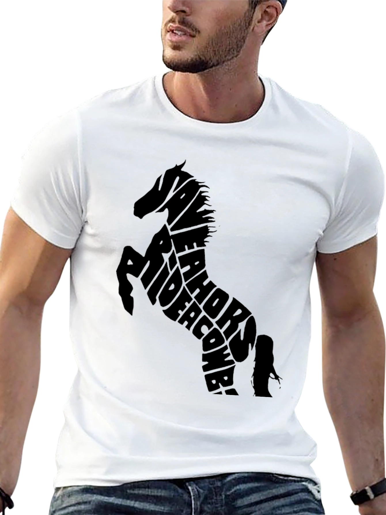 Horse Typography Black T-Shirt