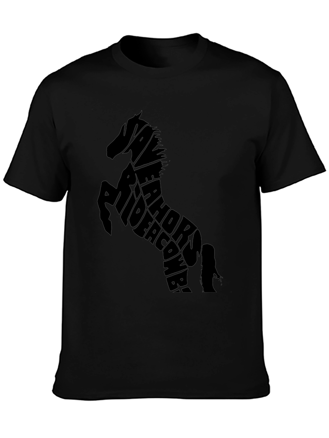 Horse Typography Black T-Shirt