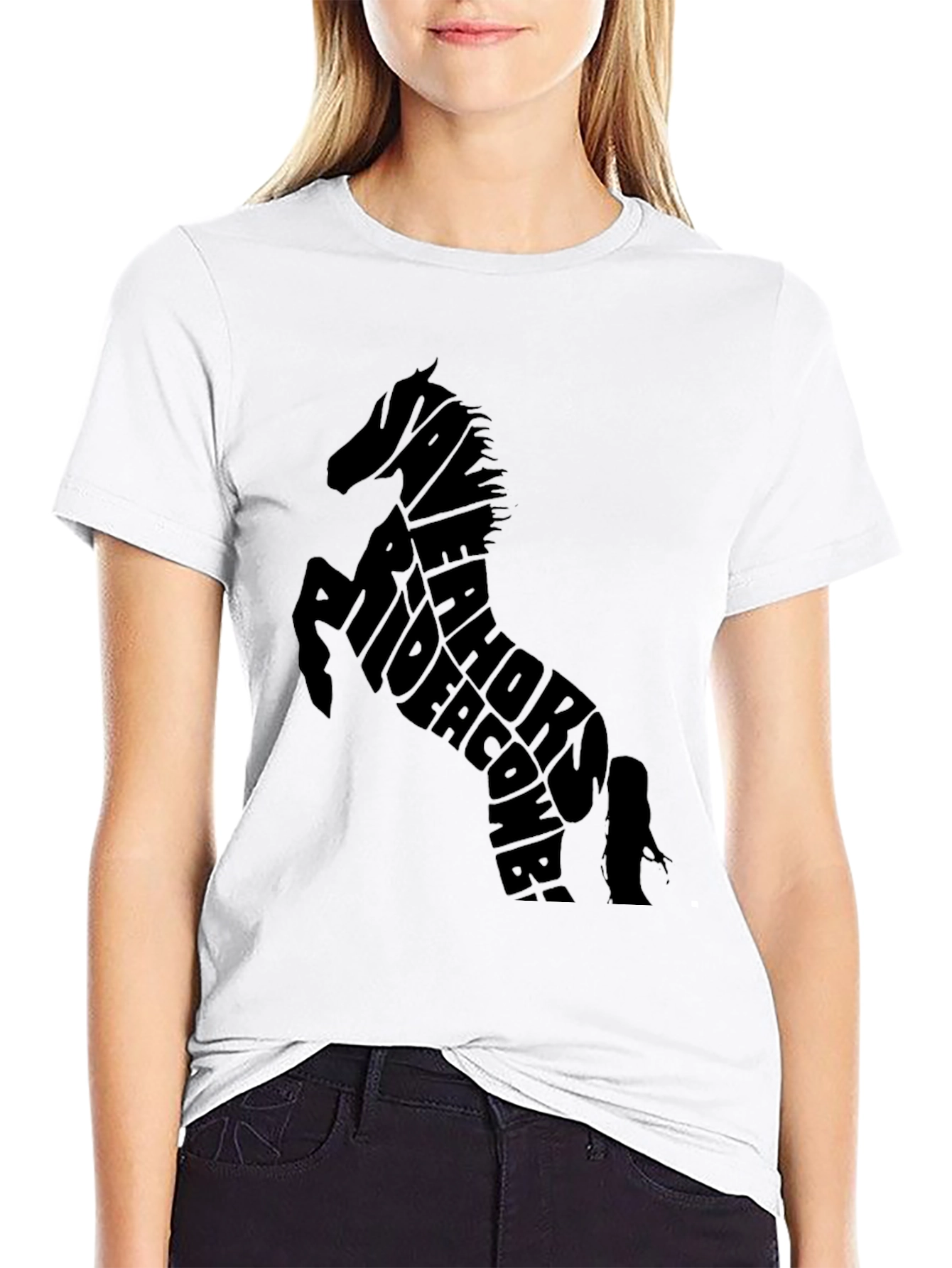 Horse Typography Black T-Shirt