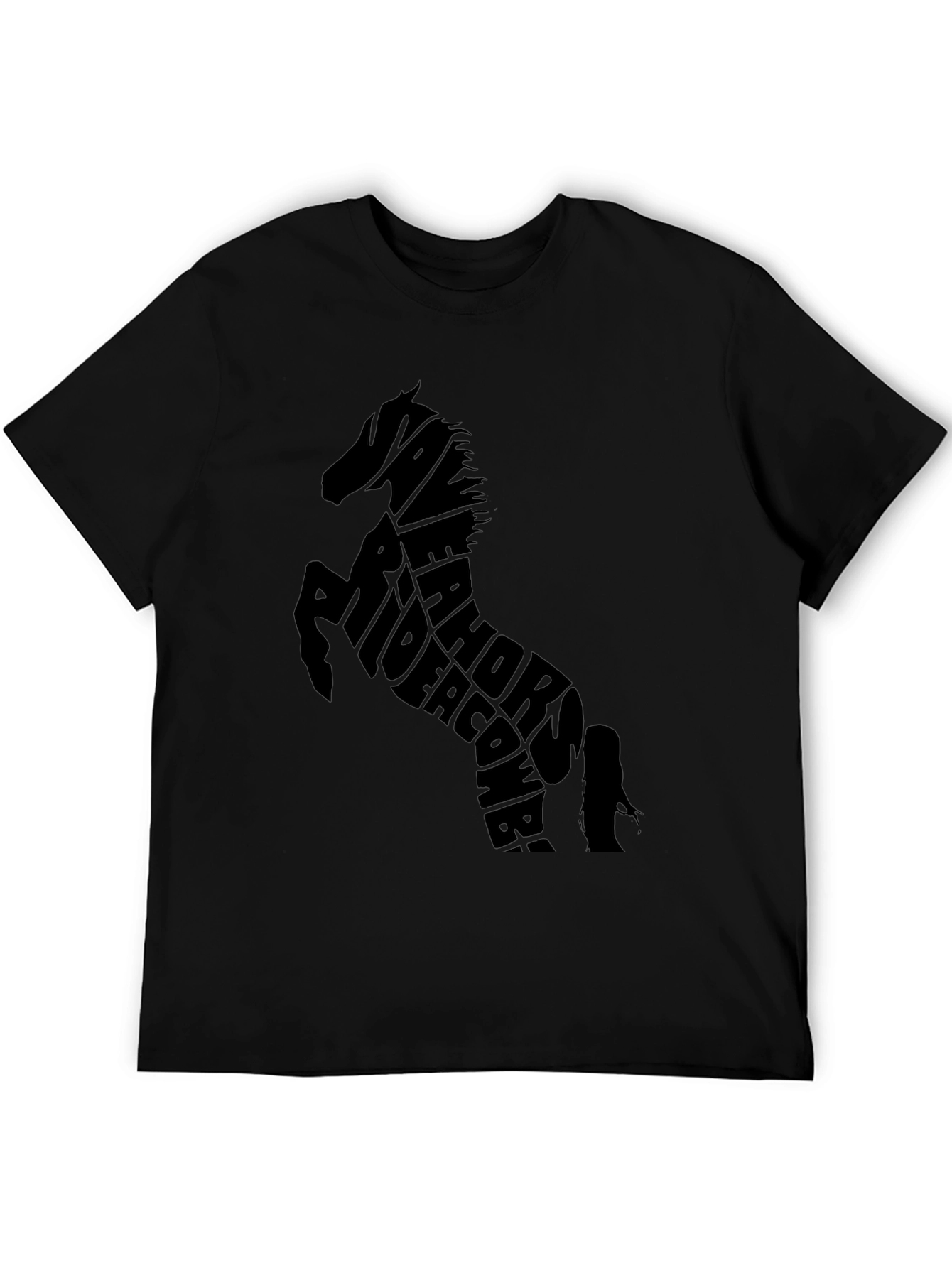 Horse Typography Black T-Shirt