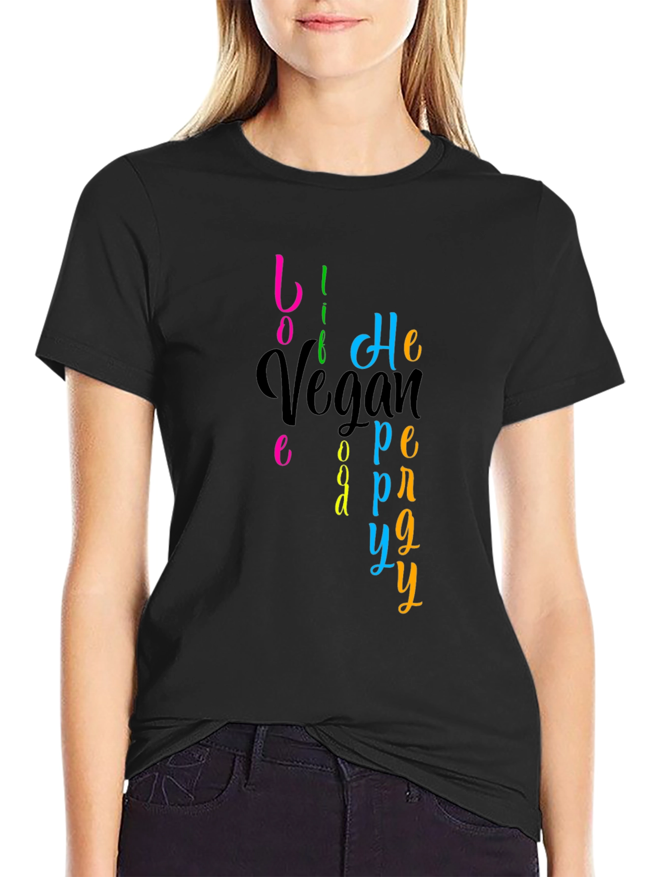 Vegan Happy T-Shirt - Live Vegan Be Happy