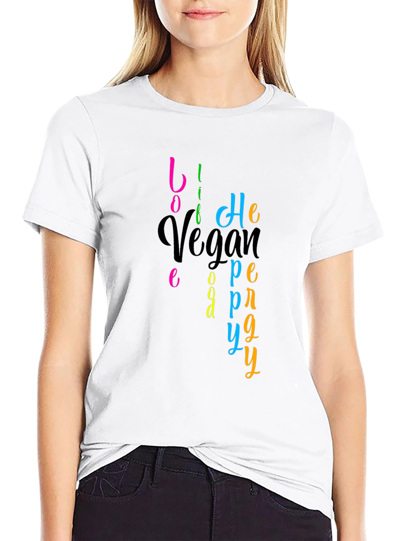 Vegan Happy T-Shirt - Live Vegan Be Happy
