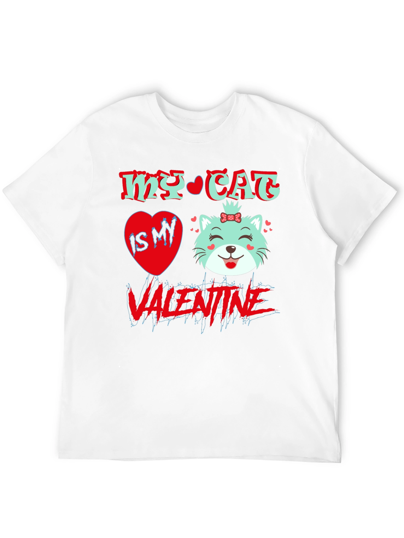 My Cat is My Valentine Black T-Shirt