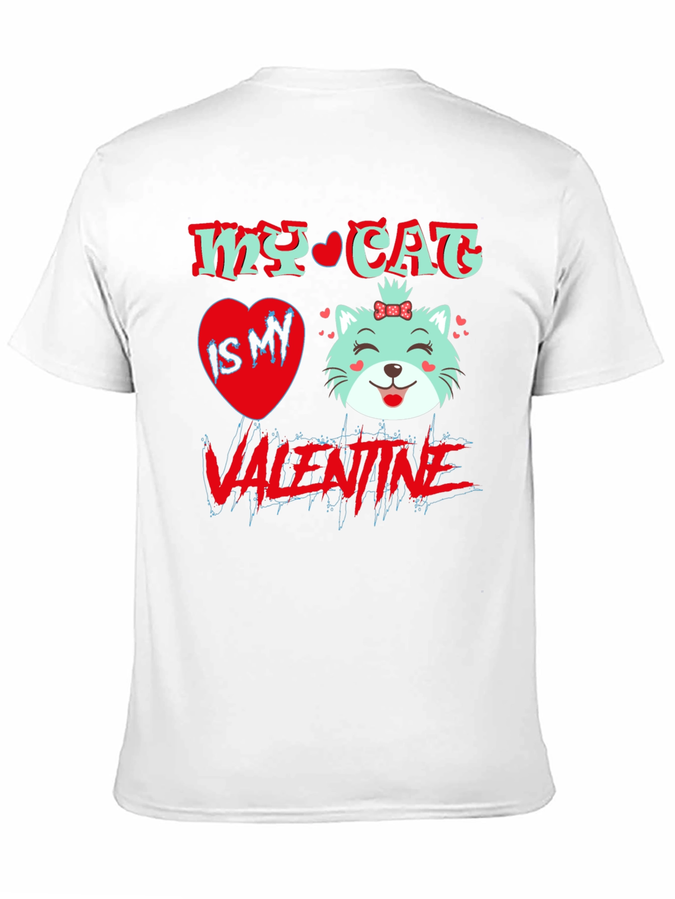 My Cat is My Valentine Black T-Shirt