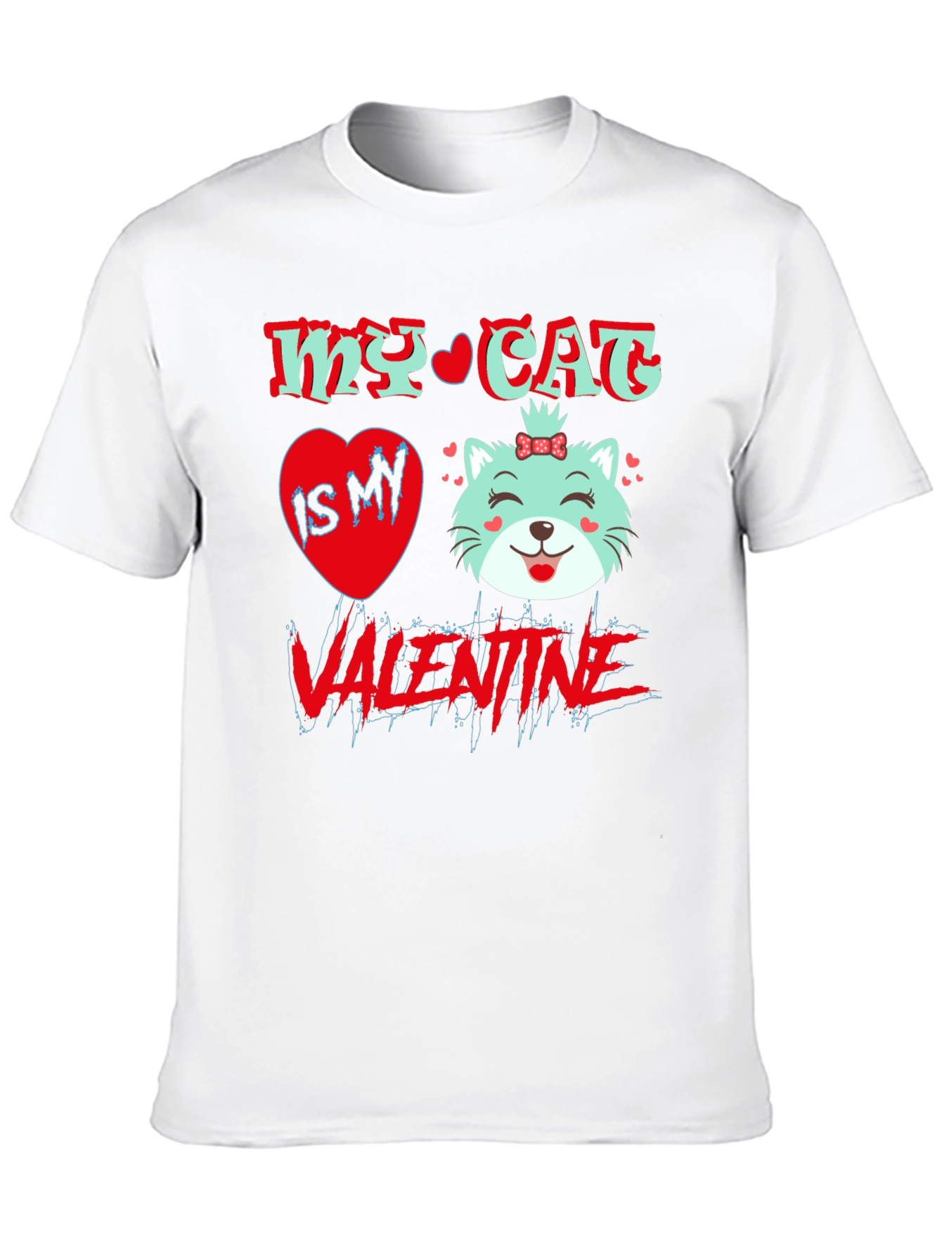 My Cat is My Valentine Black T-Shirt