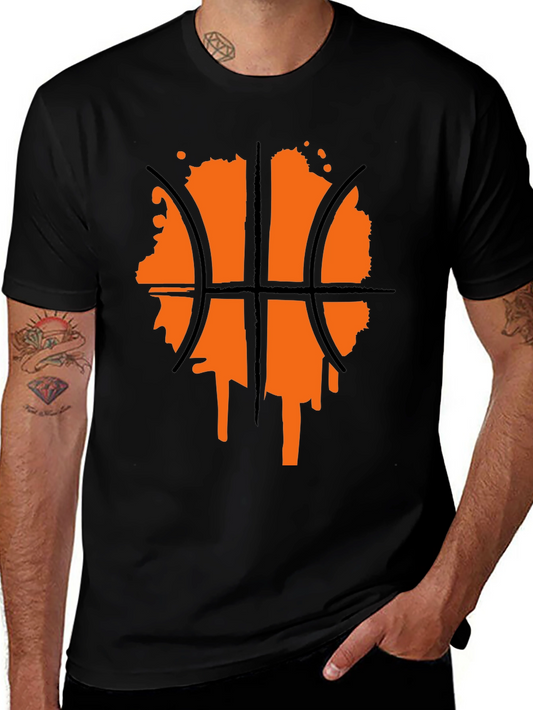 Basketball Graphic Tee - Black Crew Neck Shirt