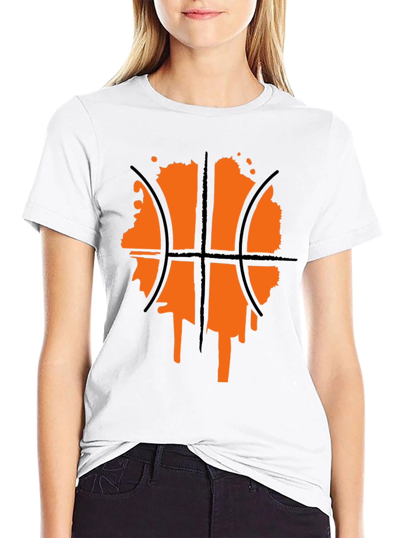 Basketball Graphic Tee - Black Crew Neck Shirt