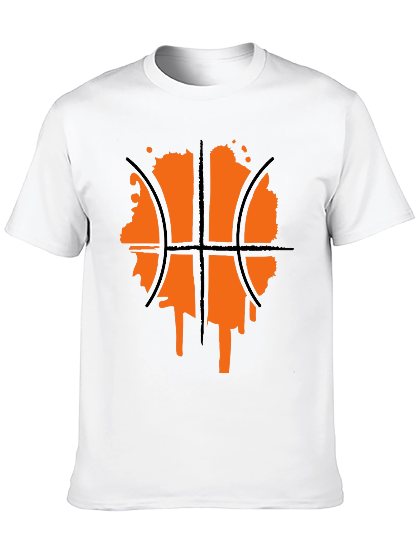 Basketball Graphic Tee - Black Crew Neck Shirt