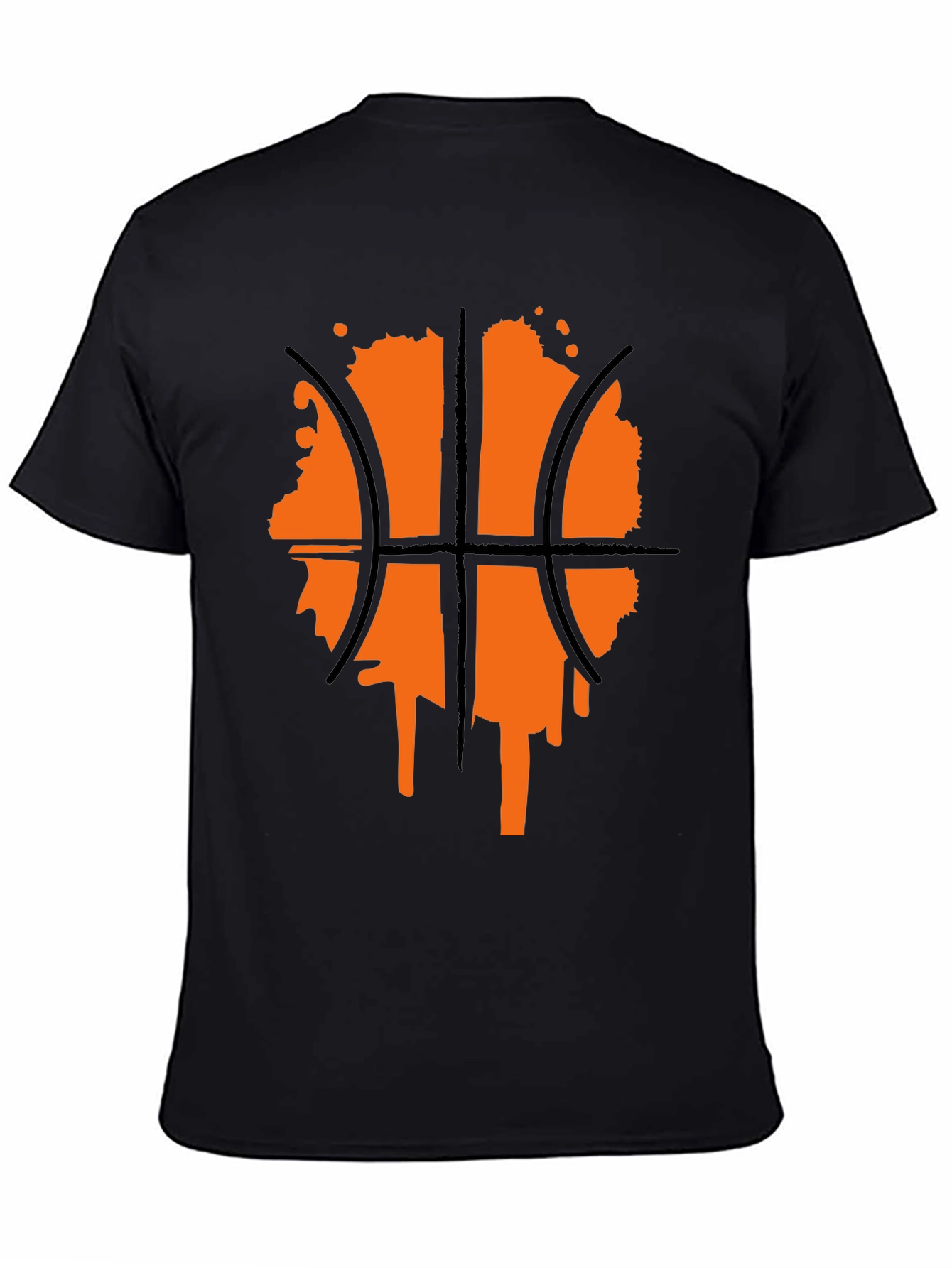 Basketball Graphic Tee - Black Crew Neck Shirt