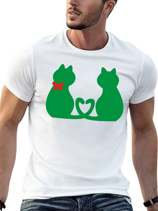 Cute Cats Heart Tail Graphic Tee