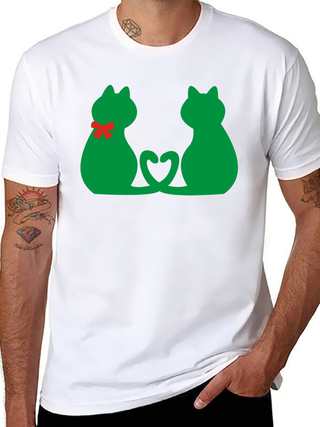Cute Cats Heart Tail Graphic Tee