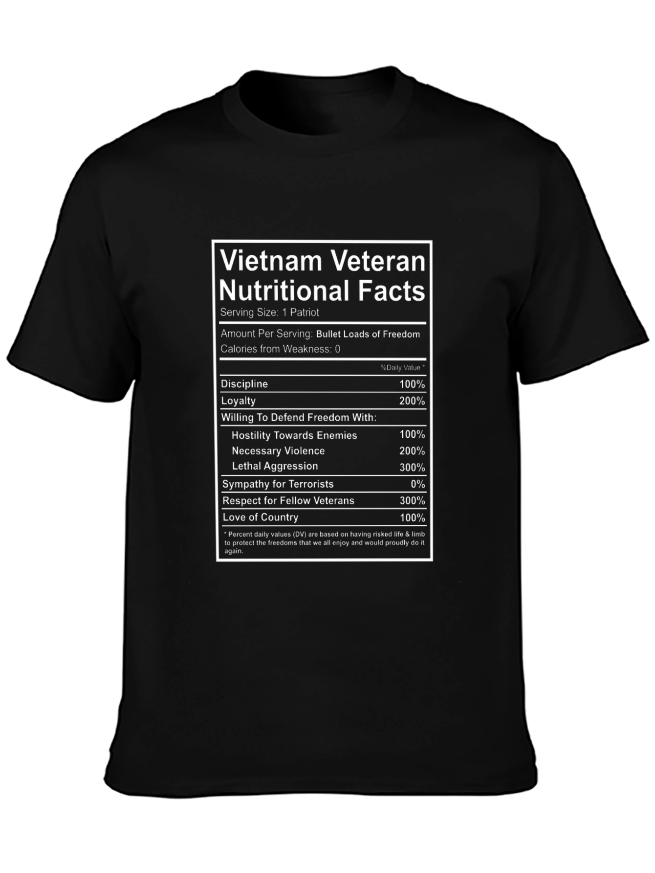 Vietnam Veteran Nutritional Facts Graphic Tee