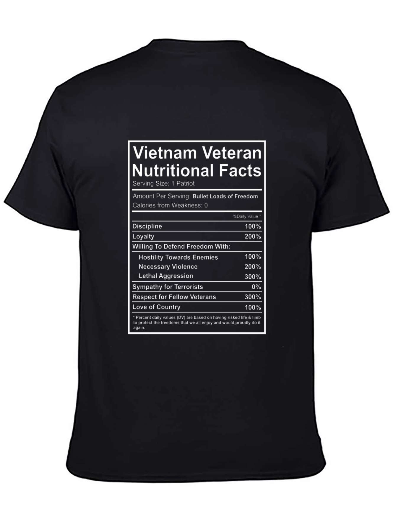 Vietnam Veteran Nutritional Facts Graphic Tee