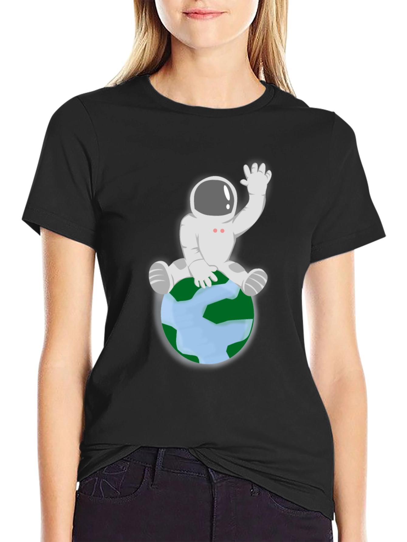 Astronaut on Earth Graphic Tee - Black