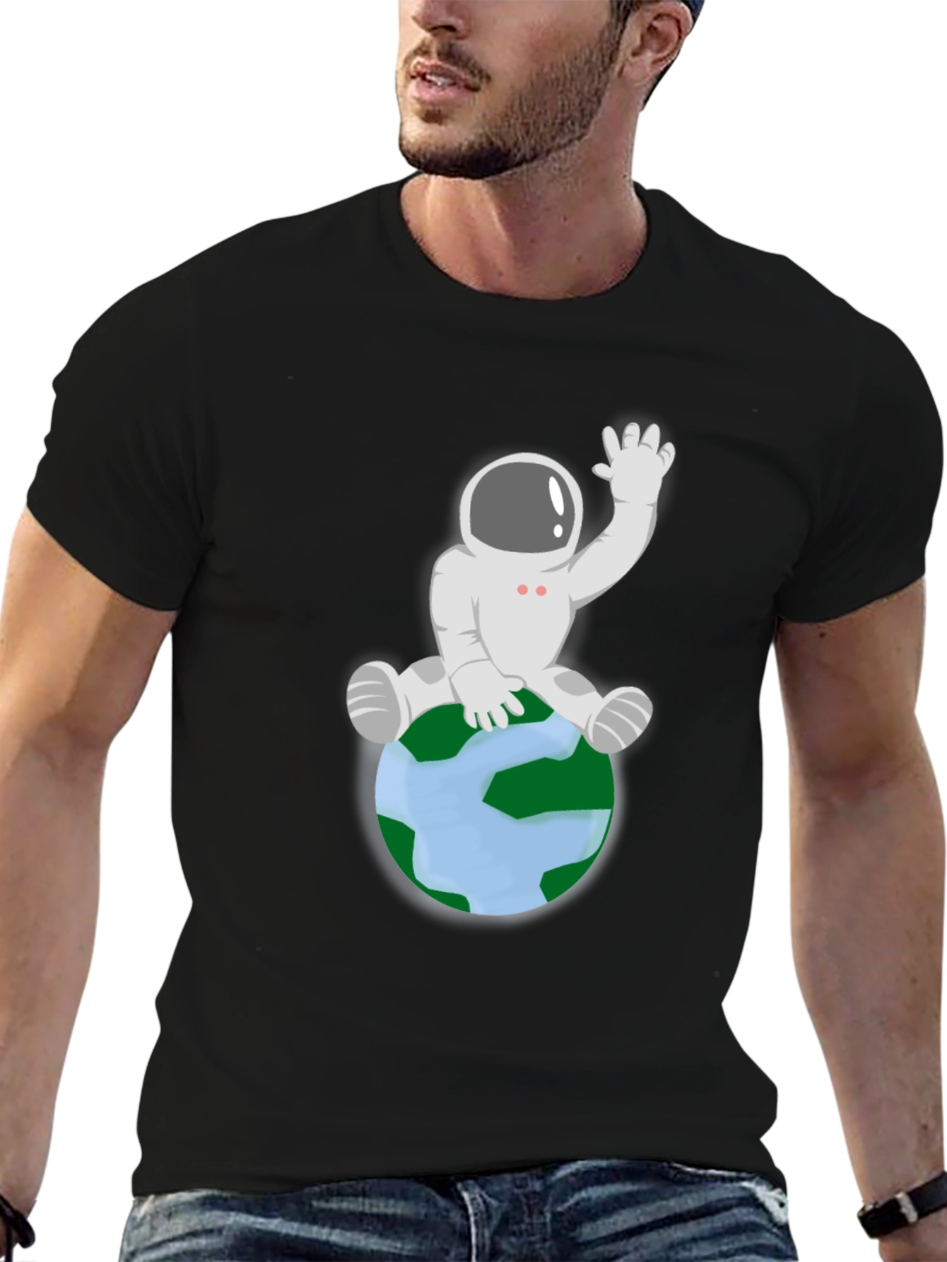 Astronaut on Earth Graphic Tee - Black
