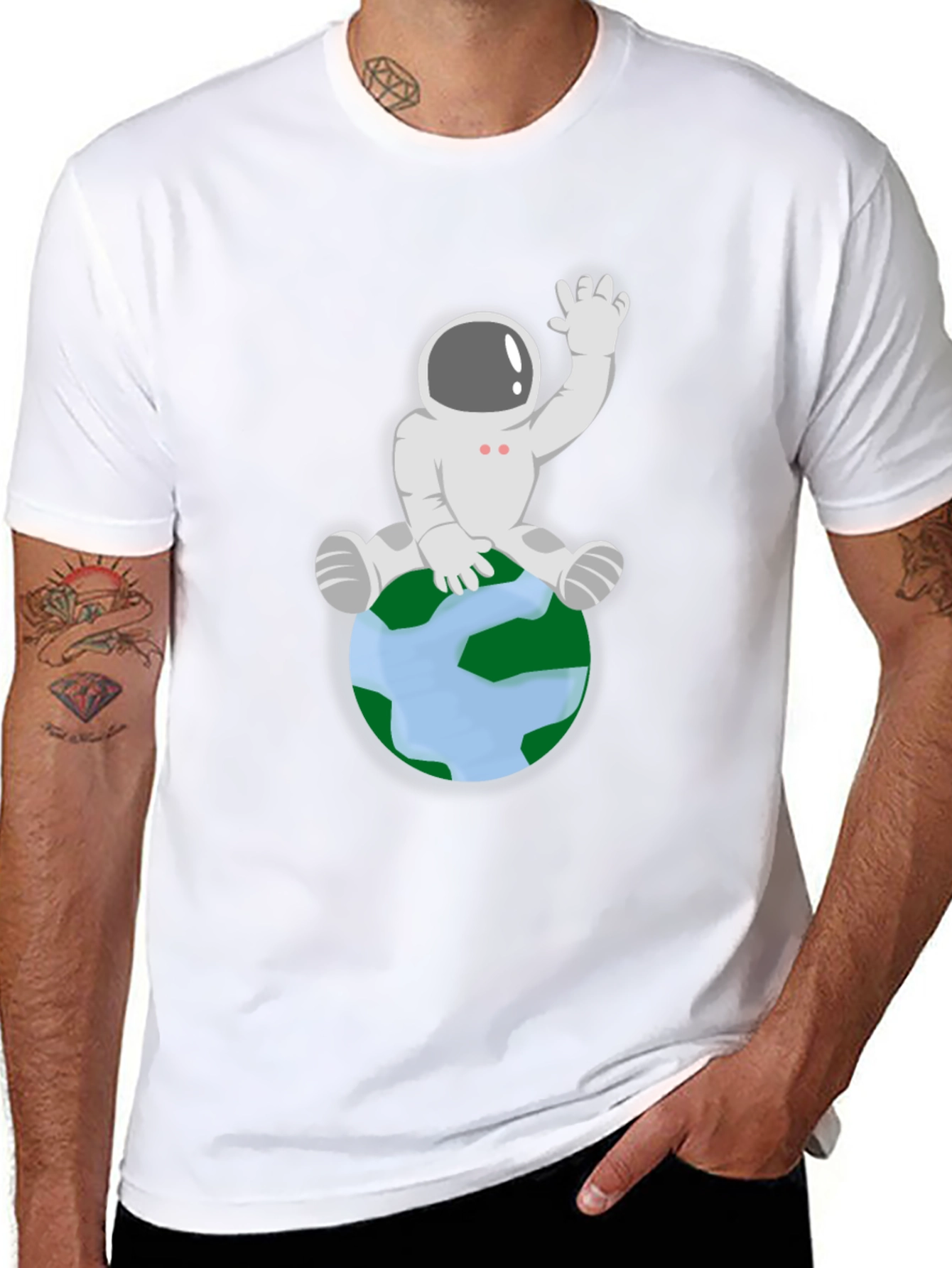 Astronaut on Earth Graphic Tee - Black
