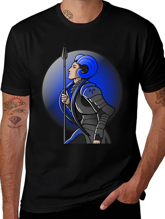 Aries Zodiac Warrior Graphic Tee - Black