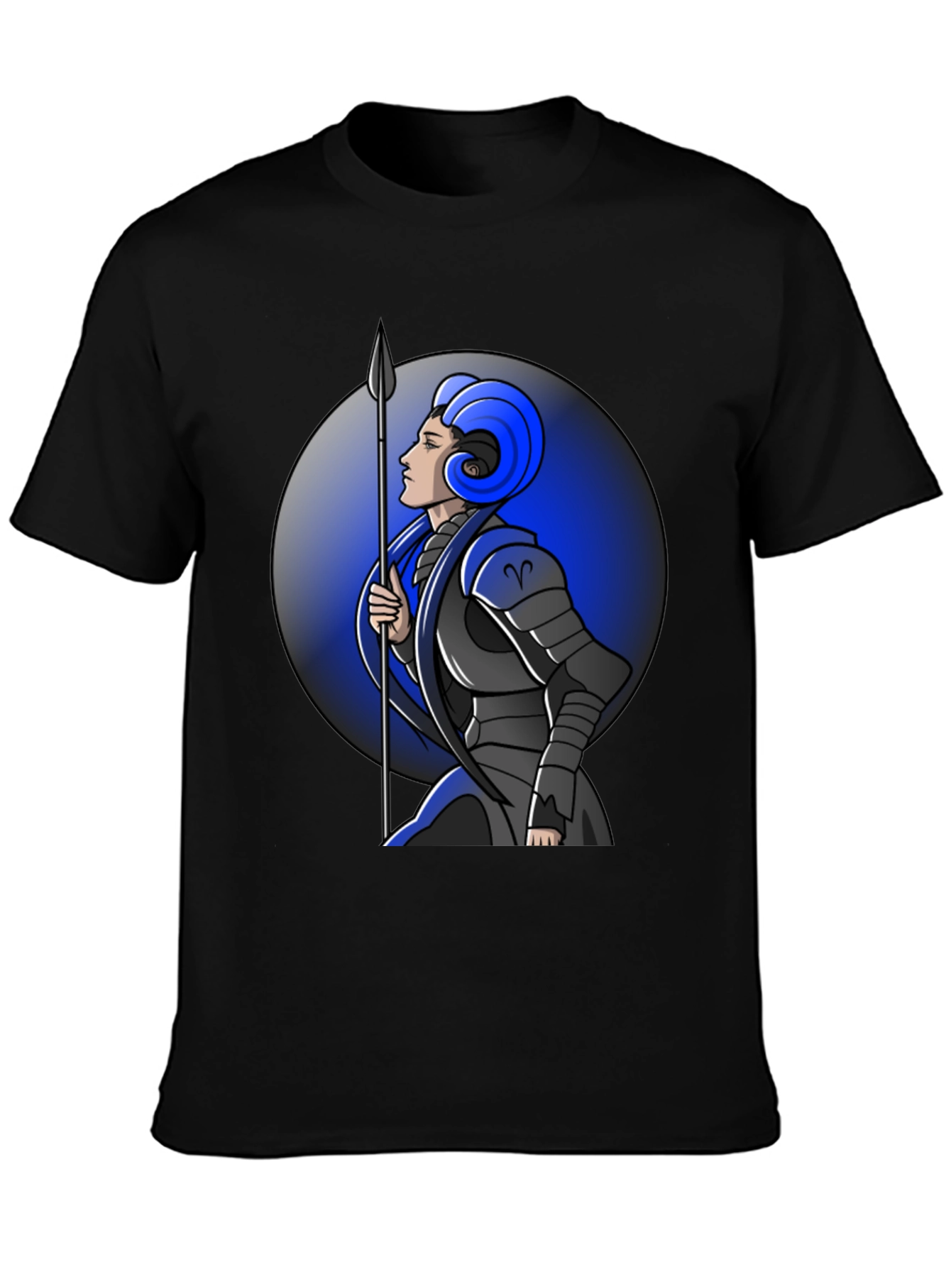 Aries Zodiac Warrior Graphic Tee - Black