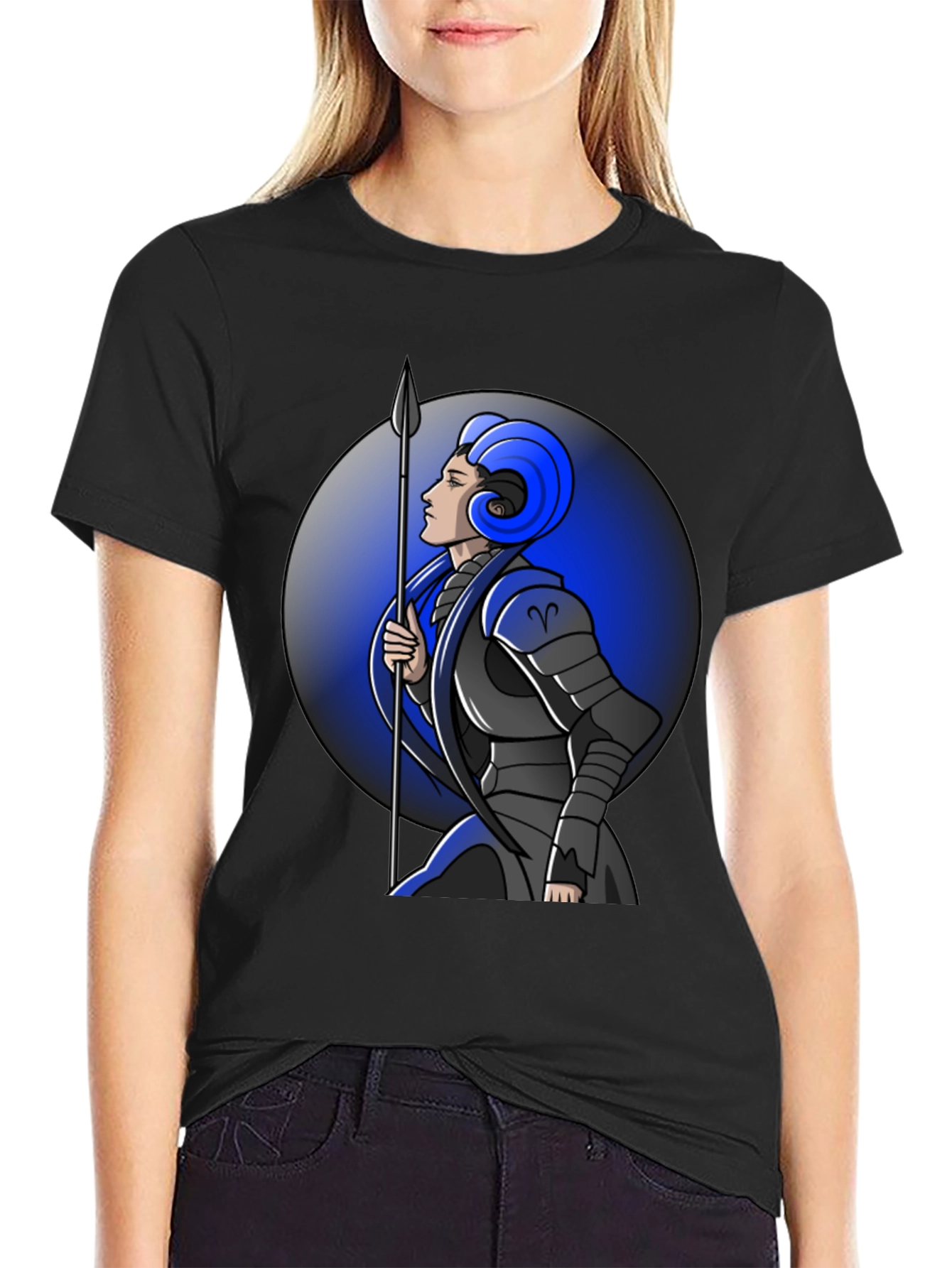 Aries Zodiac Warrior Graphic Tee - Black