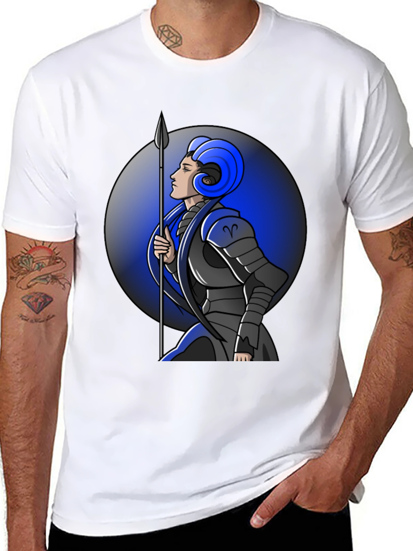 Aries Zodiac Warrior Graphic Tee - Black