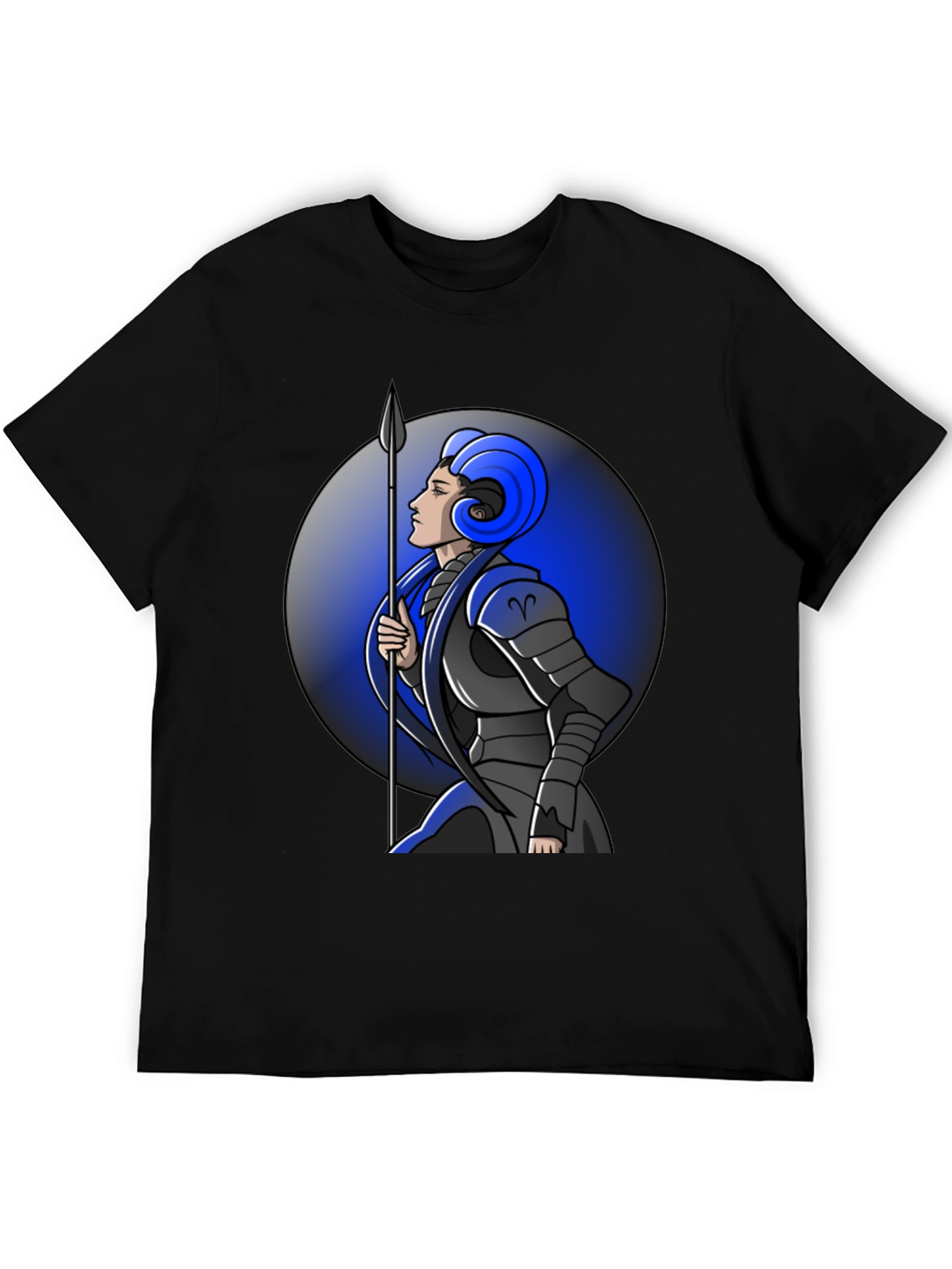 Aries Zodiac Warrior Graphic Tee - Black