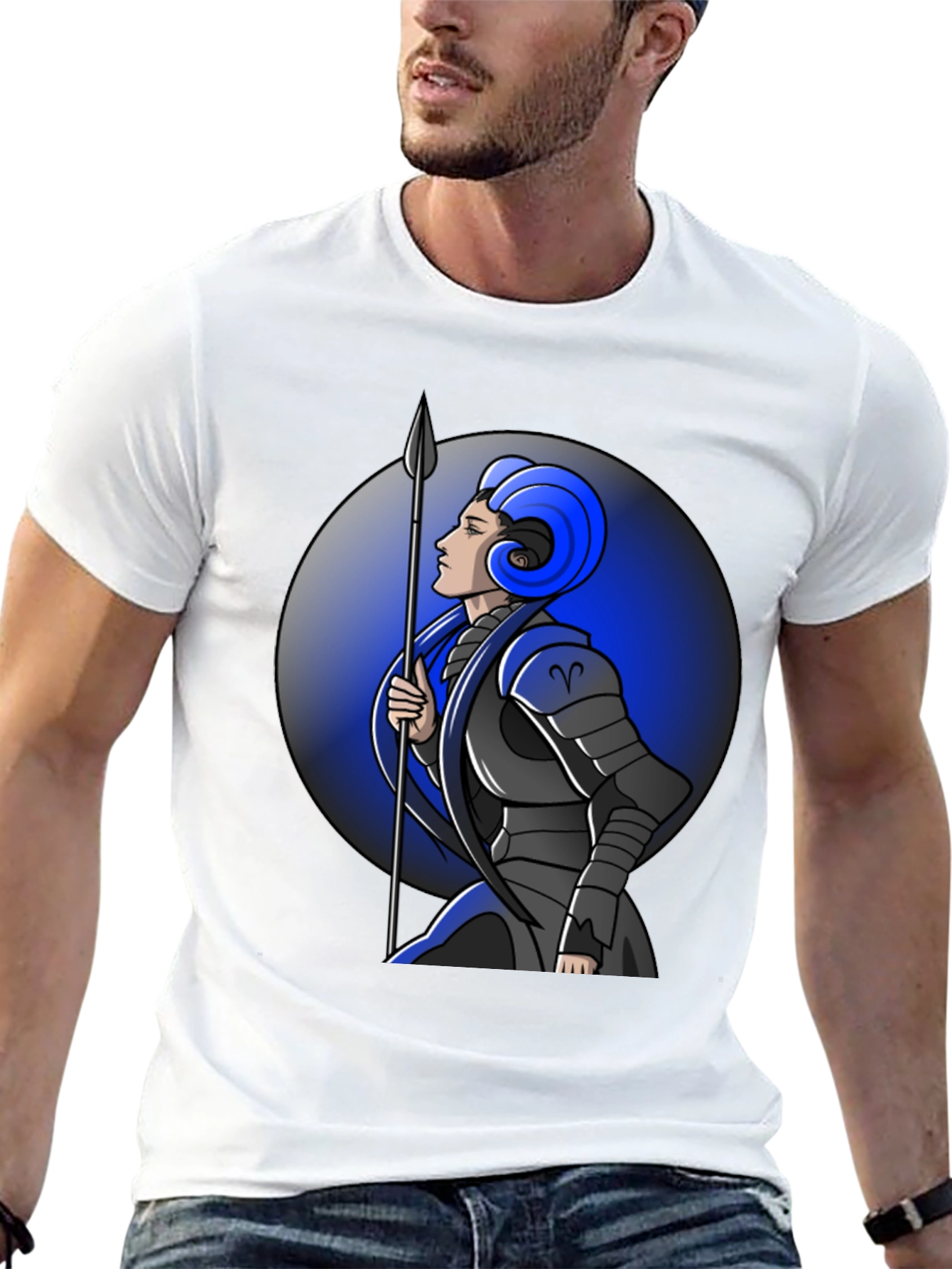 Aries Zodiac Warrior Graphic Tee - Black