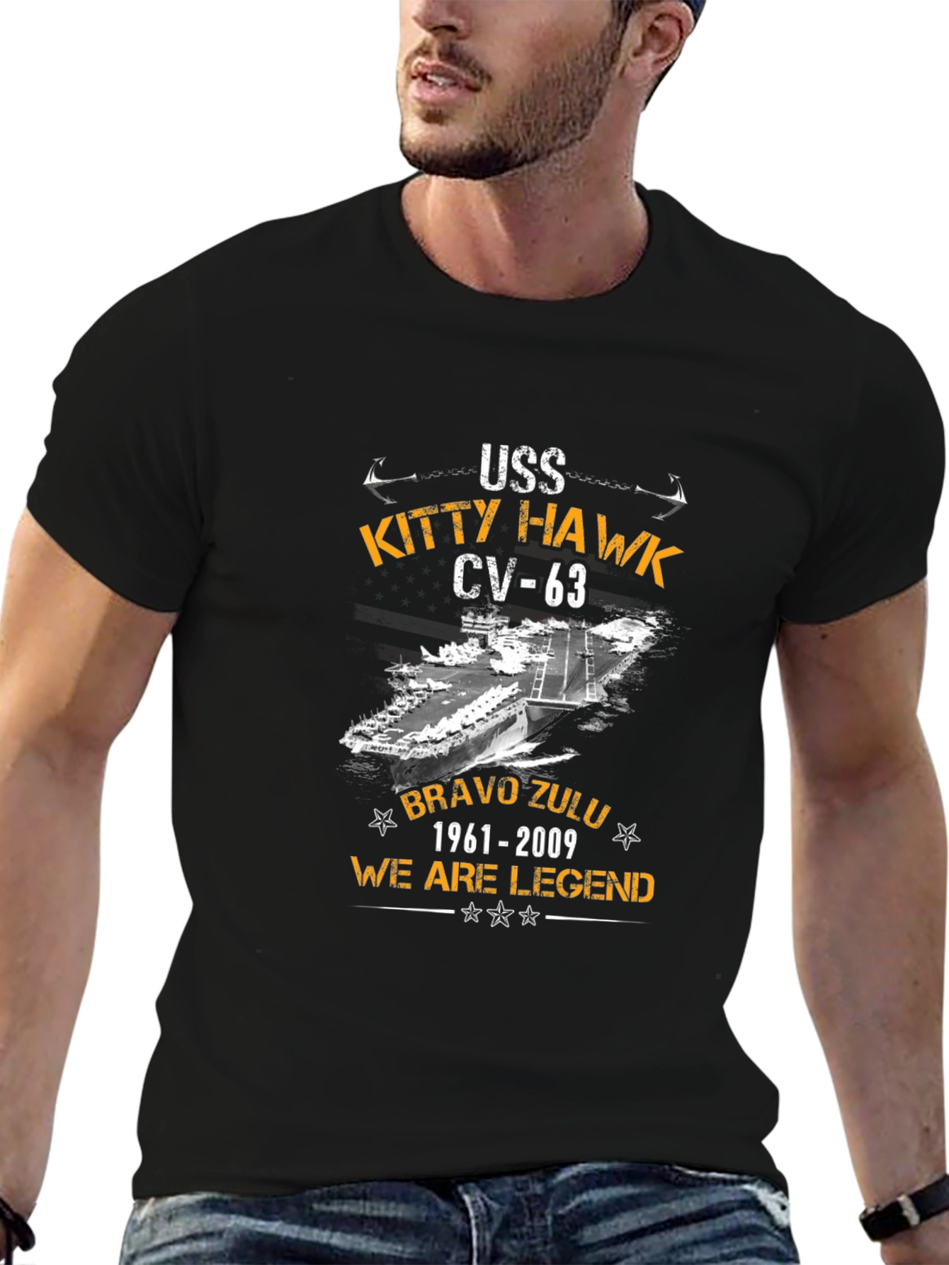 USS Kitty Hawk CV-63 Black T-Shirt