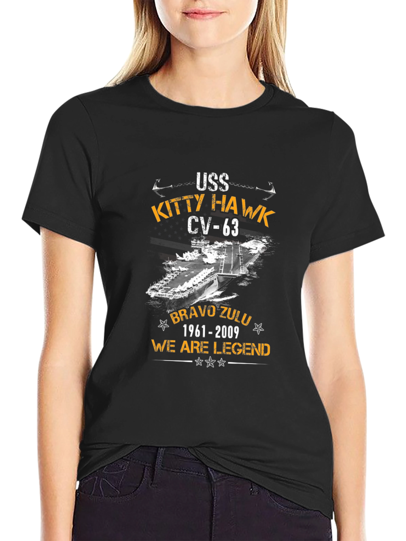USS Kitty Hawk CV-63 Black T-Shirt