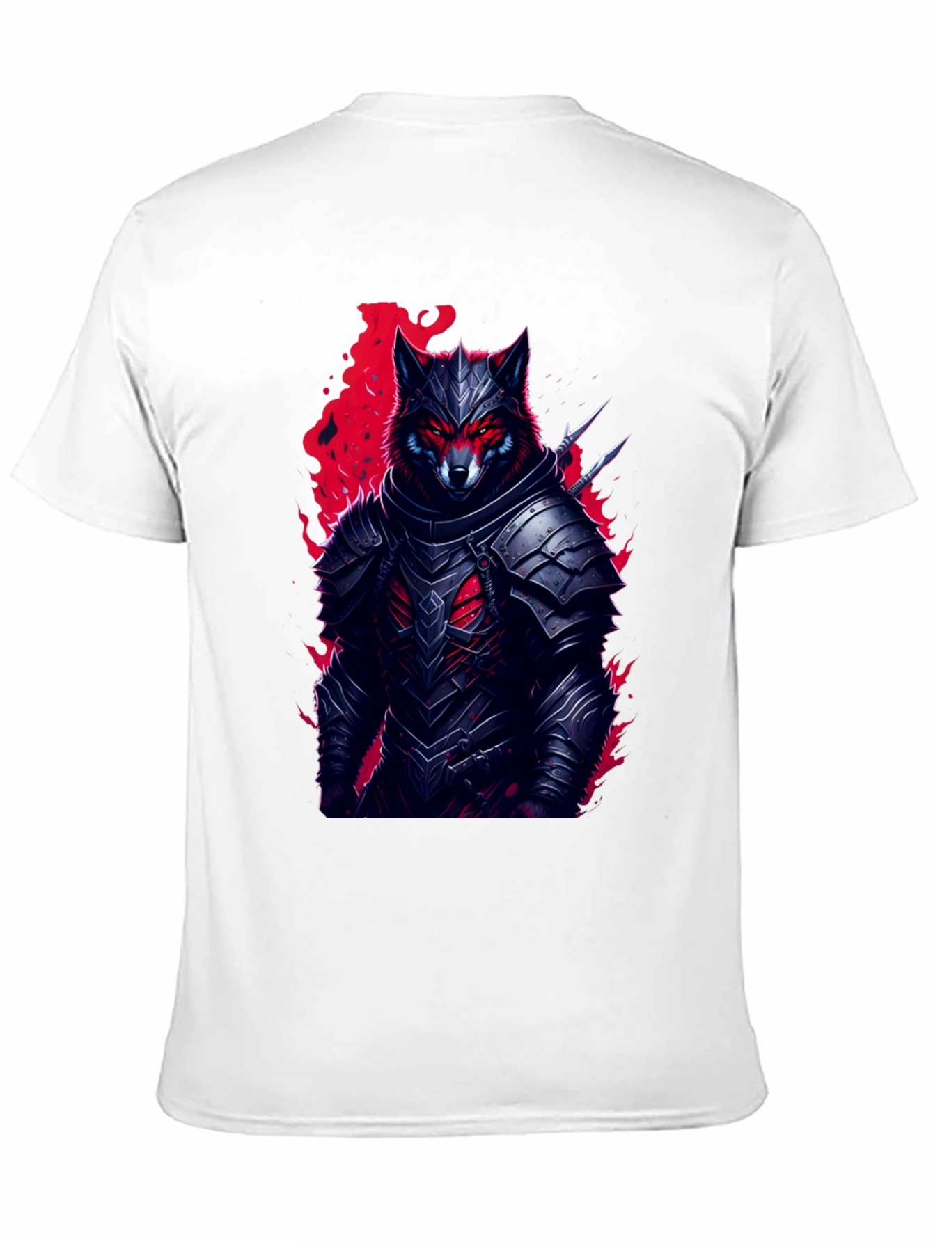 Armored Wolf T-Shirt: Dark Fantasy Style