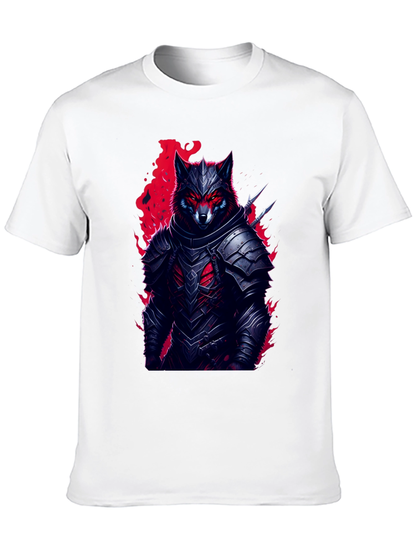 Armored Wolf T-Shirt: Dark Fantasy Style