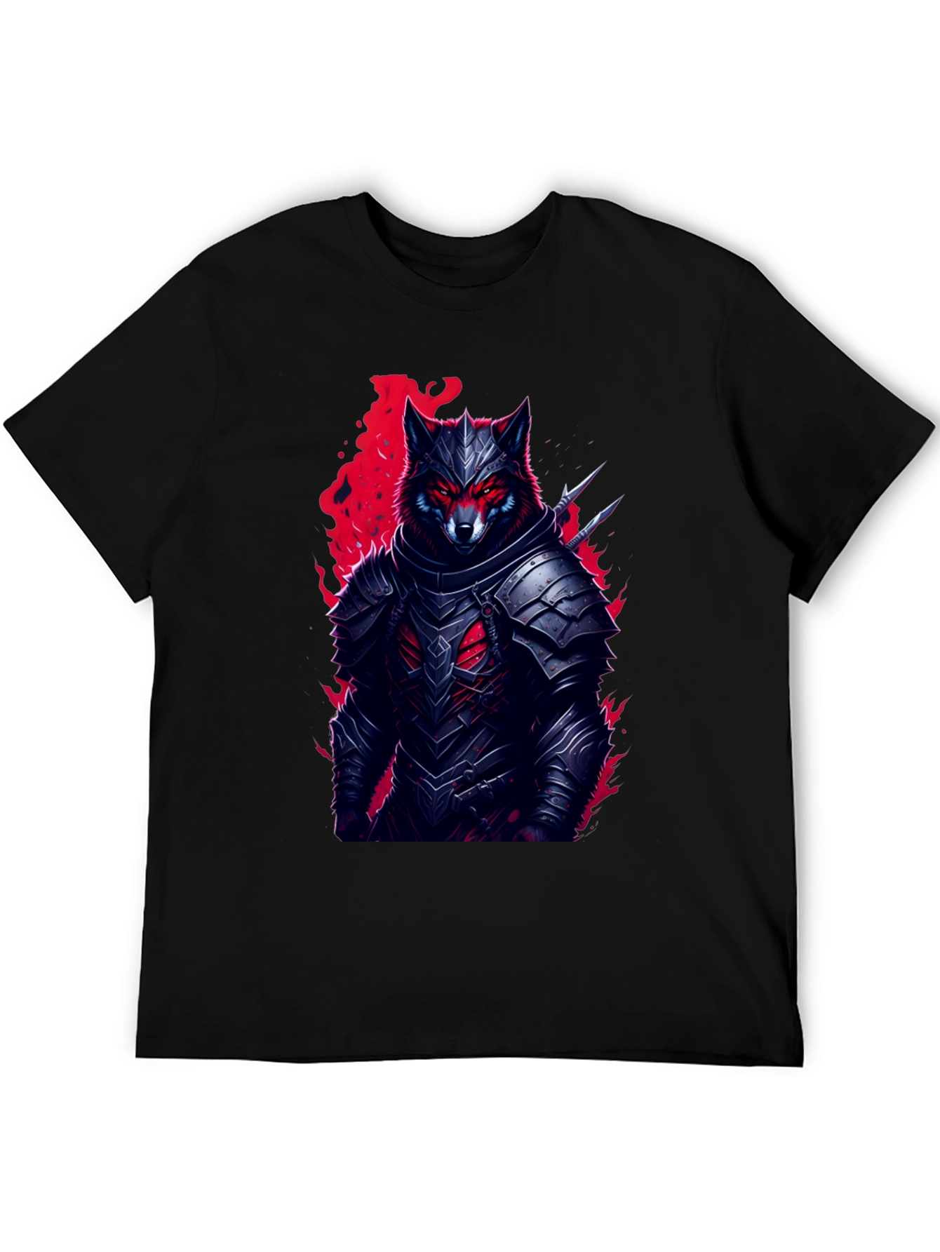 Armored Wolf T-Shirt: Dark Fantasy Style