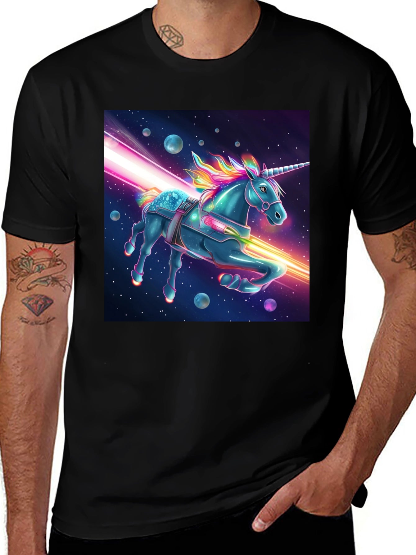 Space Unicorn Graphic Tee - Black