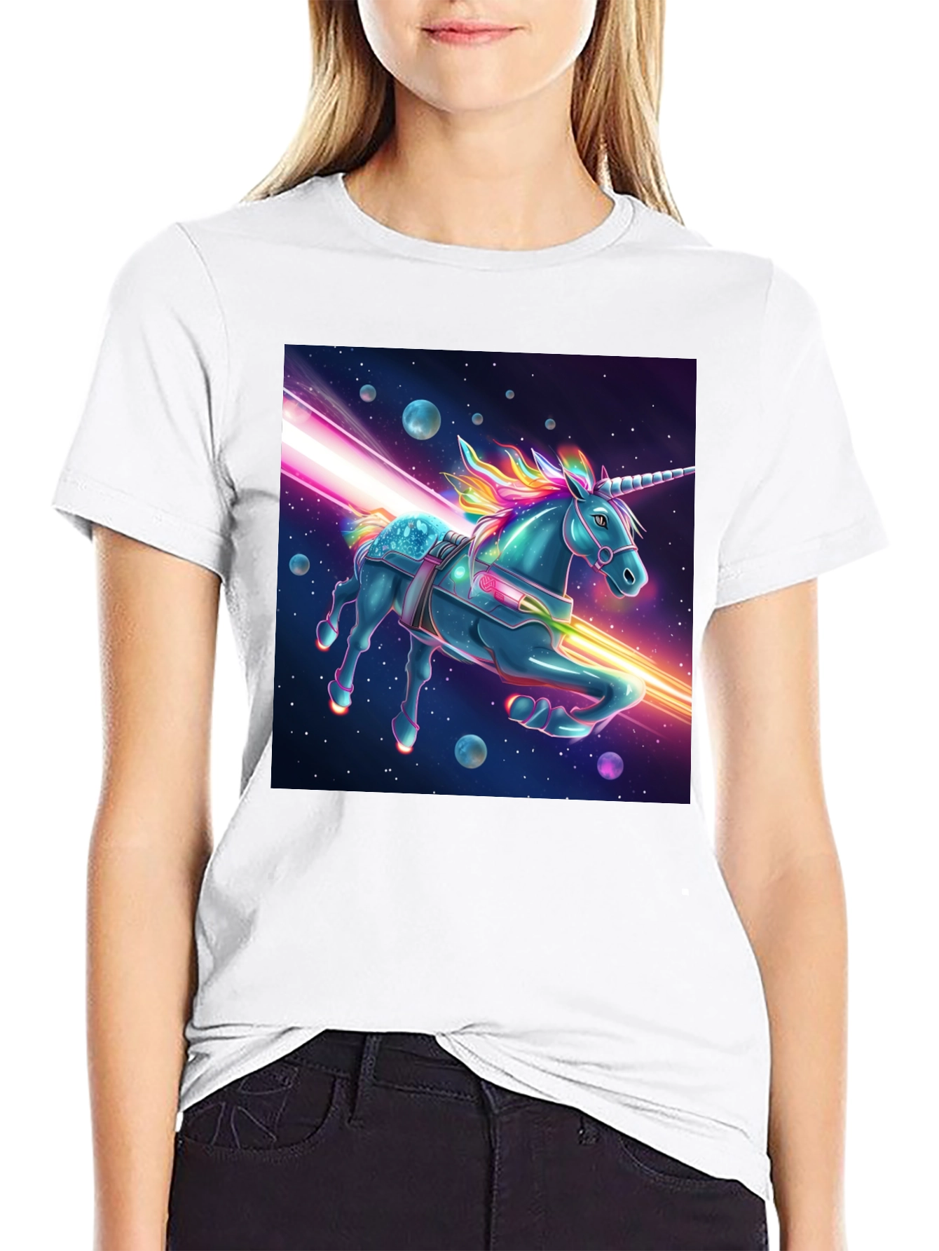 Space Unicorn Graphic Tee - Black