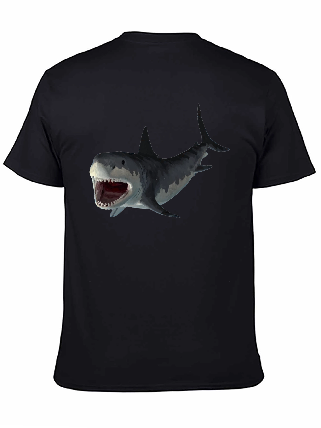 Shark Attack Graphic Tee - Black Cotton T-Shirt