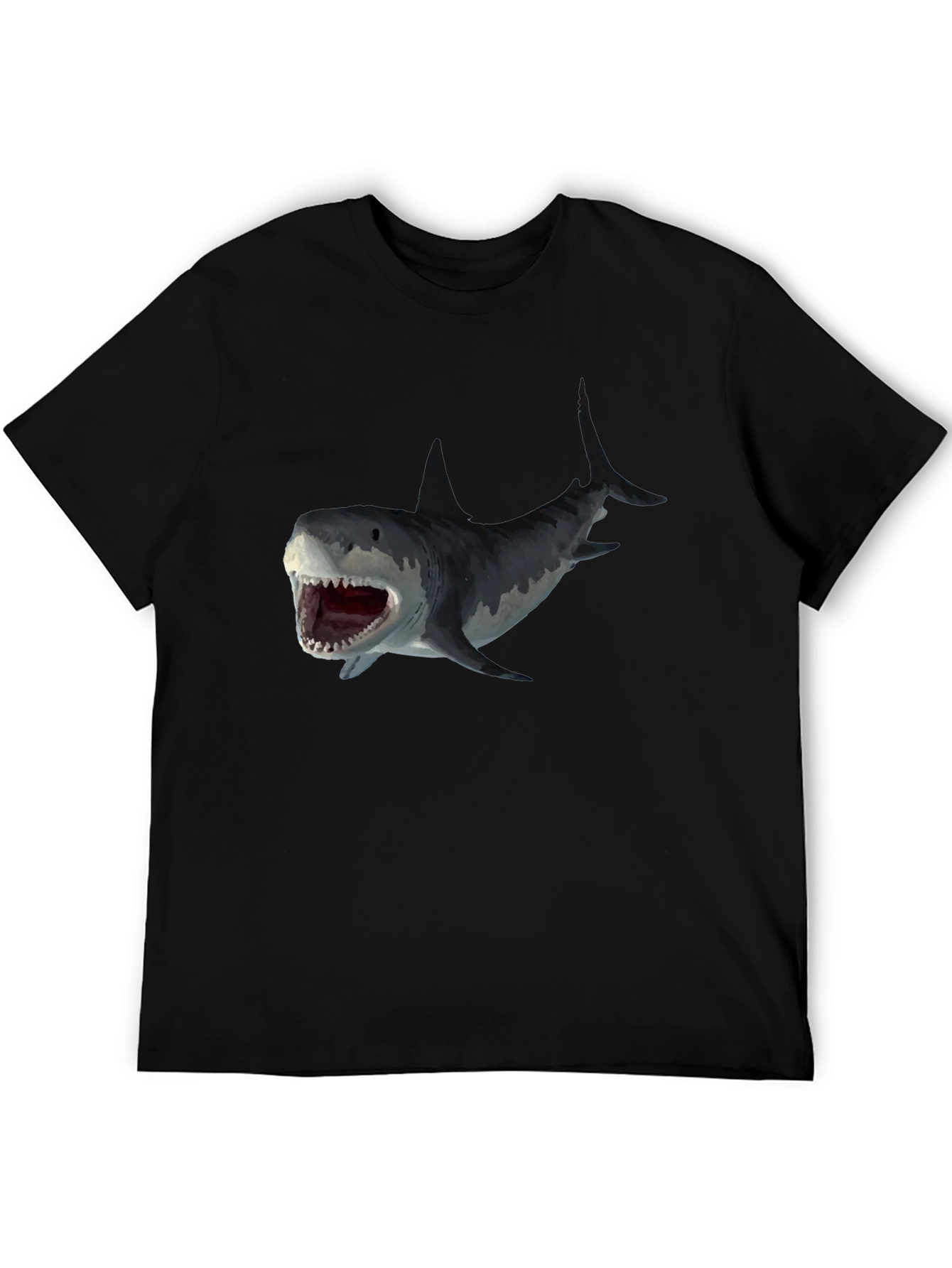 Shark Attack Graphic Tee - Black Cotton T-Shirt